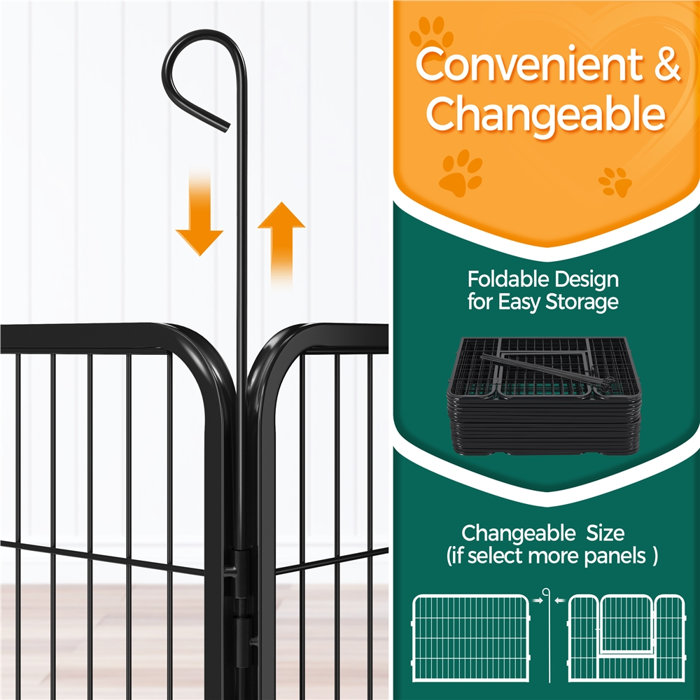 Yaheetech 16 Panels Playpen Large Barrier Metal Dog Pen & Reviews Wayfair